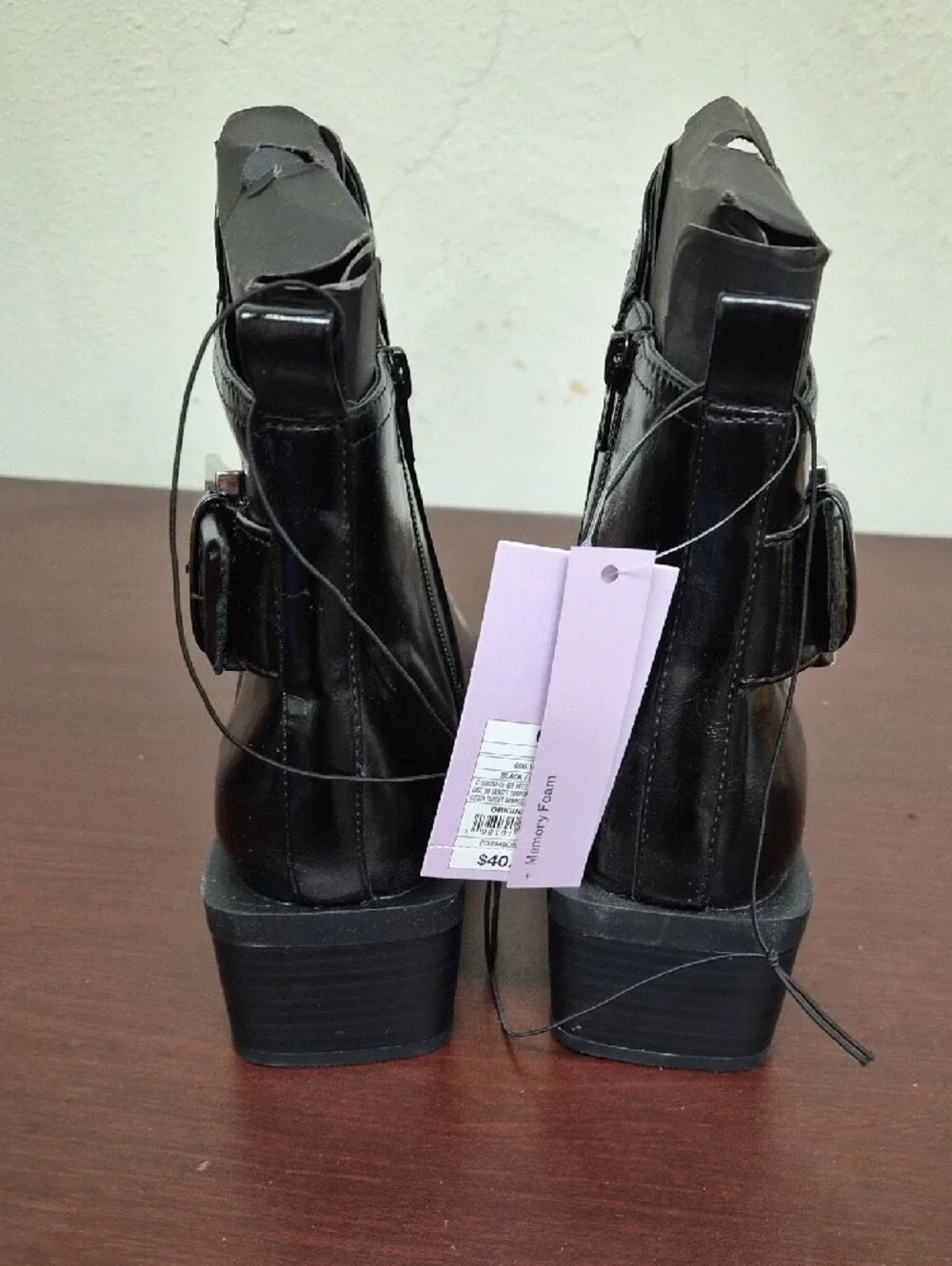 wild fable Black Patent Pointed Ankle Booties with Buckle Detail Size 6.5